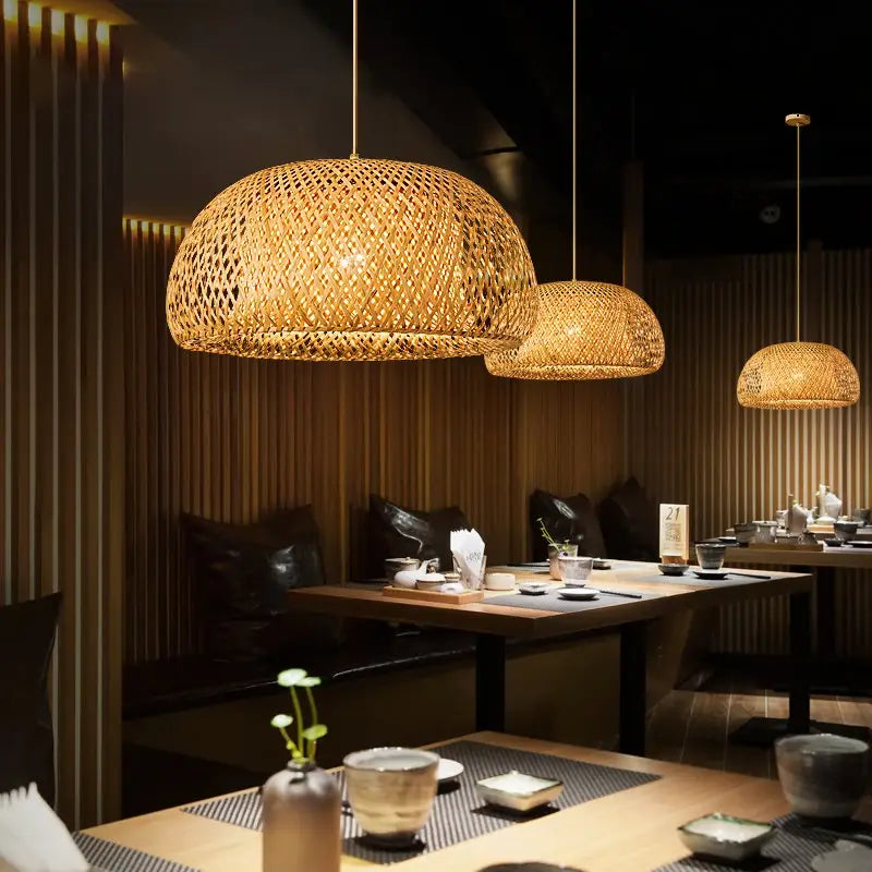 Hand Knitted Chinese Style Hanging Bamboo Lamps