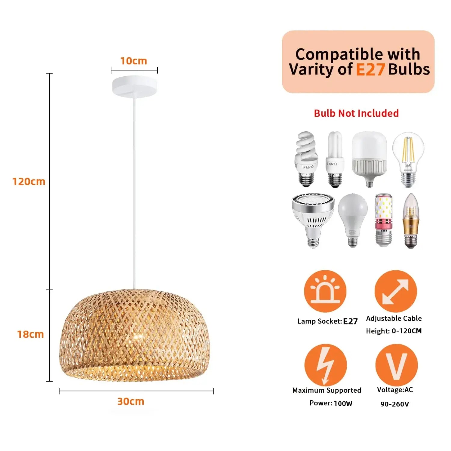 Hand-Woven Bamboo Lantern Pendant Light
