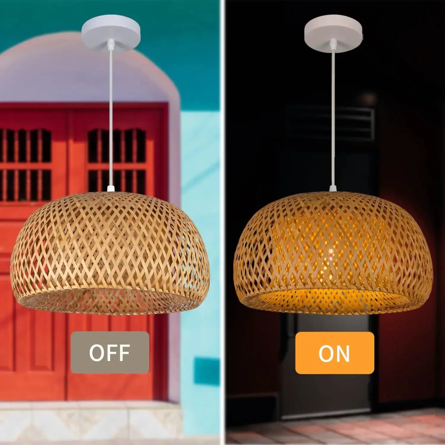 Hand-Woven Bamboo Lantern Pendant Light