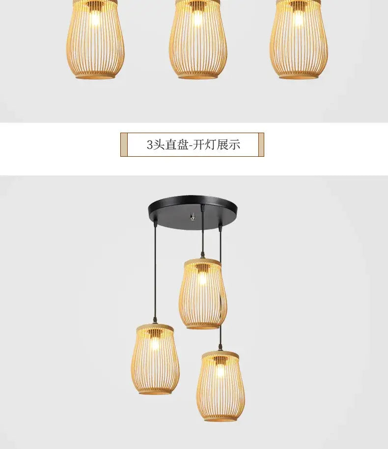 Handmade Chinese Rattan Wicker Pendant Ceiling Light